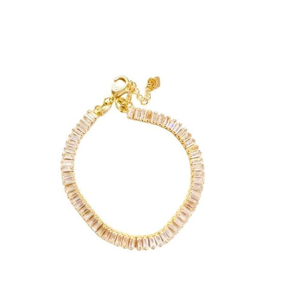 18k Gold filled Baguette CZ Diamond Tennis bracelet - Picture 3 of 3